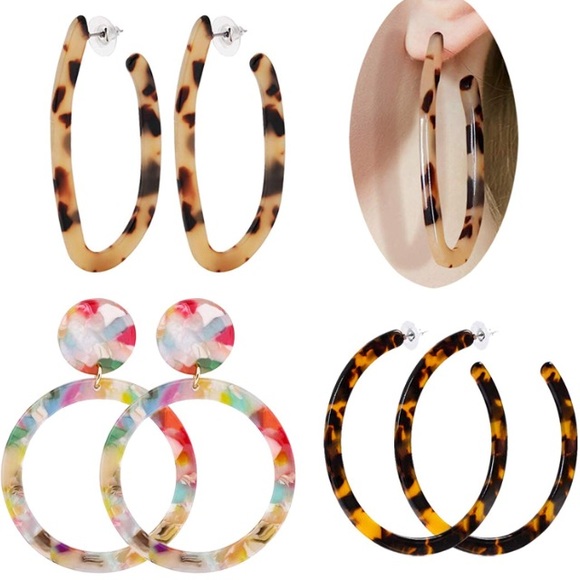 ✨NWT Acrylic Resin Hoop Earrings (Set or Separate) - Picture 2 of 6